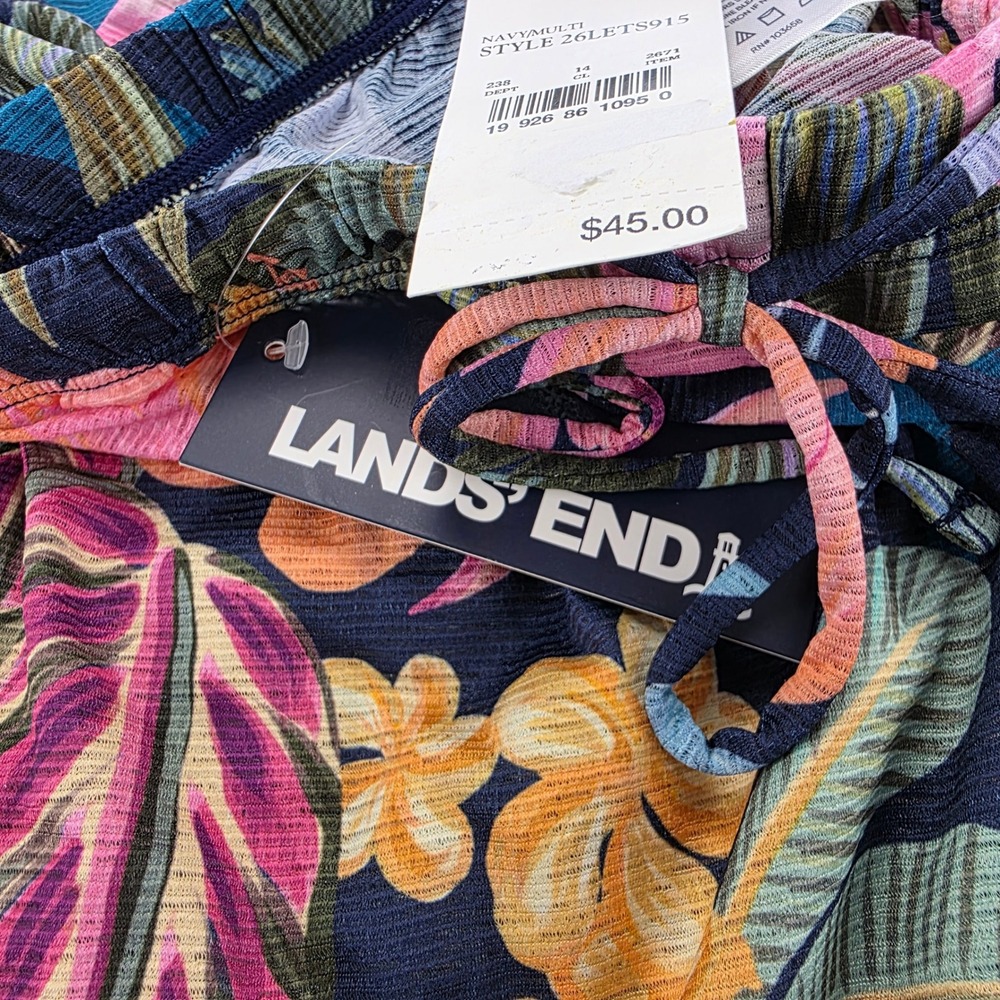 Lands End Tropical Floral Wide Leg Swim Cover-Up Pants Navy Multi XL 605 - Picture 6 of 7